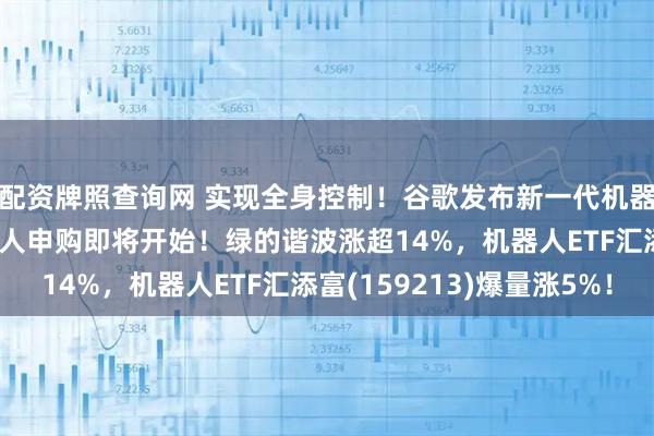 配资牌照查询网 实现全身控制！谷歌发布新一代机器人AI模型！宇树机器人申购即将开始！绿的谐波涨超14%，机器人ETF汇添富(159213)爆量涨5%！